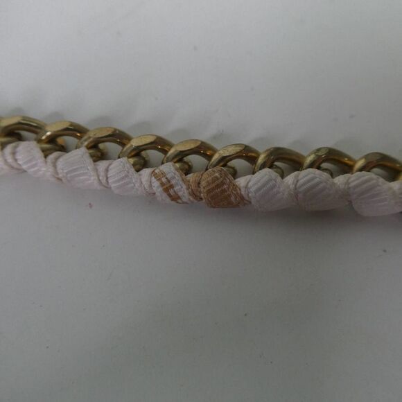 Mixed Material Braided Woven Bib Statement Necklace Fabric Pearl Rhinestones - Picture 10 of 10